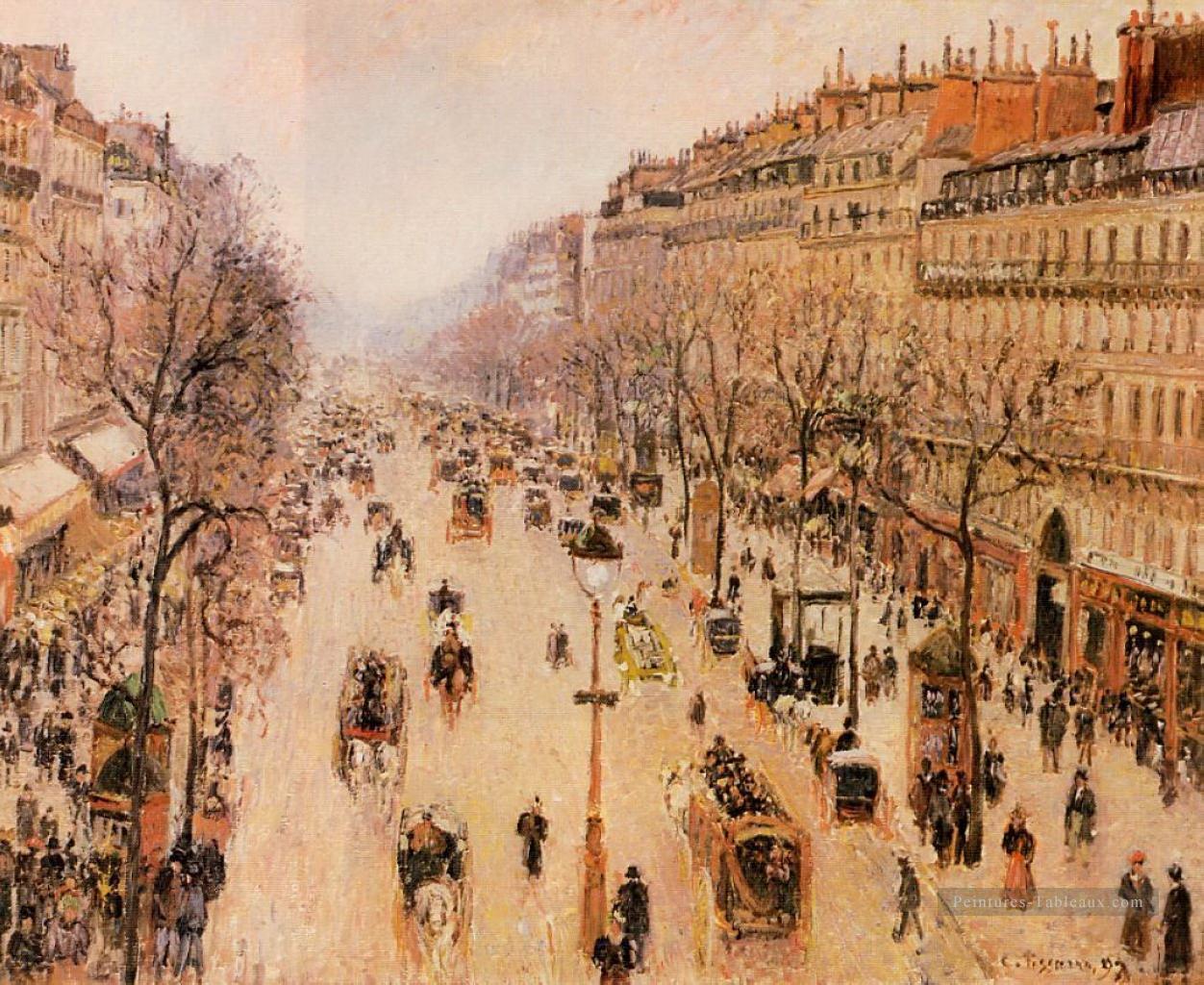 boulevard montmartre matin gris temps 1897 Camille Pissarro Peintures à l'huile